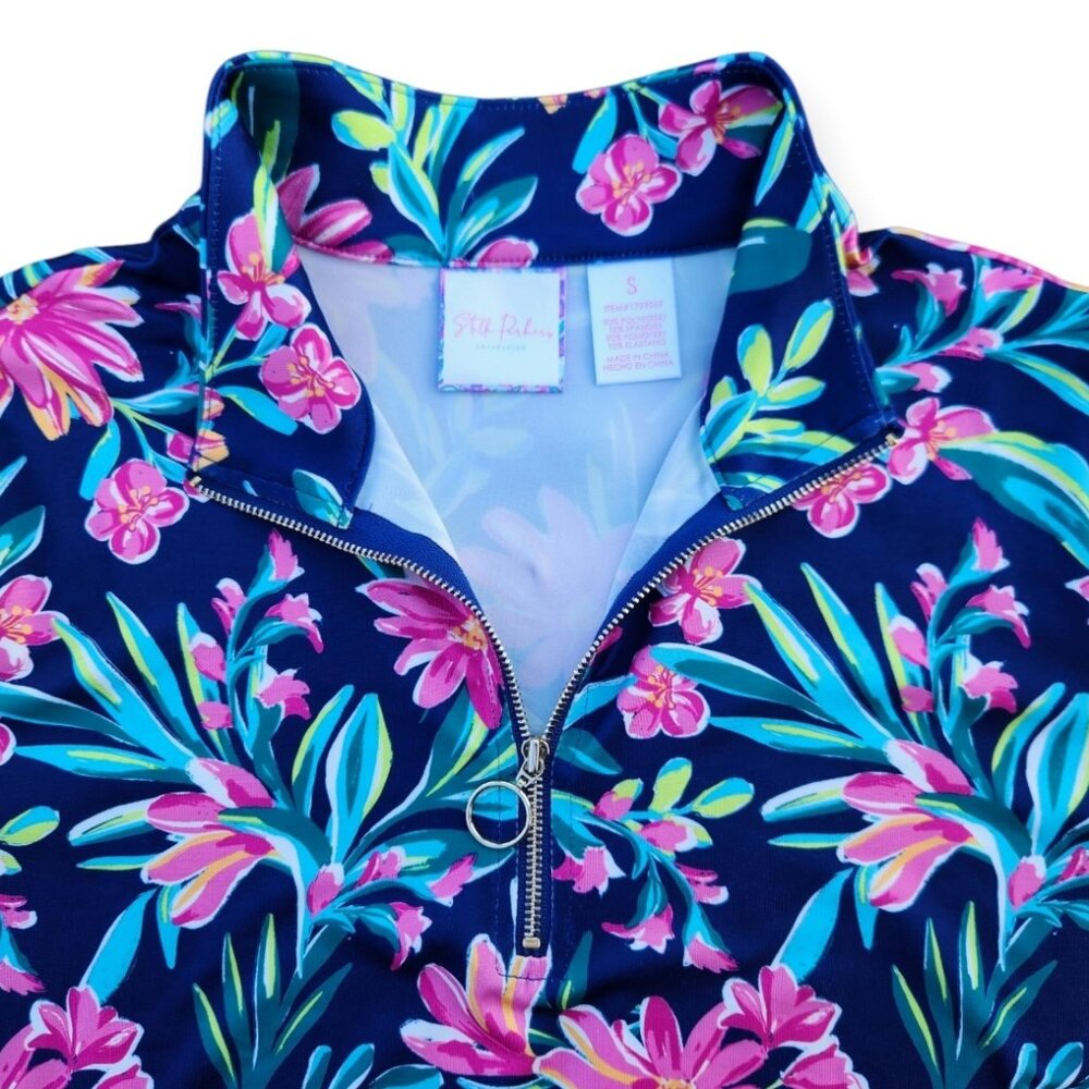 Stella Parker Women Shirt Blue Mock Neck Sun Swim UPF50 Long Sleeve Size Small - Picture 3 of 10